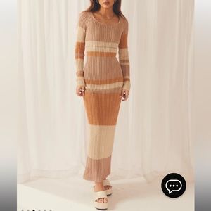 Peppermayo Exclusive - Love Ride Crochet Maxi Dress - Natural Stripe